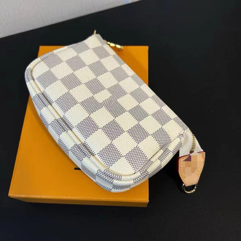 Mini White Grid Purse