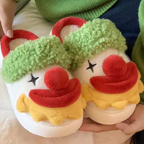 Clown Cotton Slippers Christmas Halloween Autumn Winter Indoor Home Cute Warm Clown Slippers