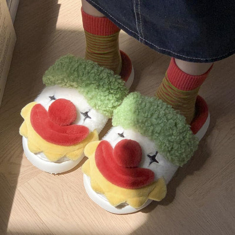 Clown Cotton Slippers Christmas Halloween Autumn Winter Indoor Home Cute Warm Clown Slippers