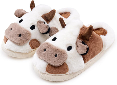 Cow Slippers for Women and Men, Fluffy Cute Cozy Cartoon Fuzzy Cow House Slipper Womens Milky Cows Animal Preppy Funny Kawaii Pillow Cloud Fall Winter Bedroom Home Shoes for Indoor and Outdoor