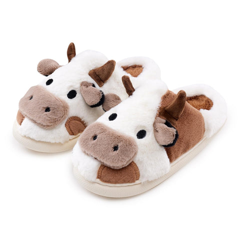 Cow Slippers for Women and Men, Fluffy Cute Cozy Cartoon Fuzzy Cow House Slipper Womens Milky Cows Animal Preppy Funny Kawaii Pillow Cloud Fall Winter Bedroom Home Shoes for Indoor and Outdoor