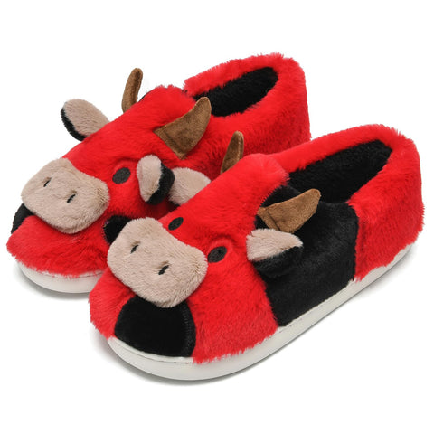 Cow Slippers for Women and Men, Fluffy Cute Cozy Cartoon Fuzzy Cow House Slipper Womens Milky Cows Animal Preppy Funny Kawaii Pillow Cloud Fall Winter Bedroom Home Shoes for Indoor and Outdoor