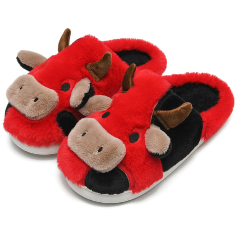 Cow Slippers for Women and Men, Fluffy Cute Cozy Cartoon Fuzzy Cow House Slipper Womens Milky Cows Animal Preppy Funny Kawaii Pillow Cloud Fall Winter Bedroom Home Shoes for Indoor and Outdoor