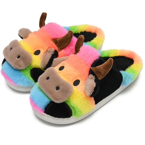 Cow Slippers for Women and Men, Fluffy Cute Cozy Cartoon Fuzzy Cow House Slipper Womens Milky Cows Animal Preppy Funny Kawaii Pillow Cloud Fall Winter Bedroom Home Shoes for Indoor and Outdoor
