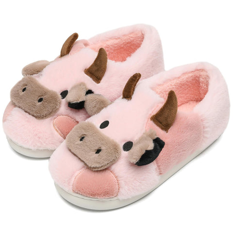 Cow Slippers for Women and Men, Fluffy Cute Cozy Cartoon Fuzzy Cow House Slipper Womens Milky Cows Animal Preppy Funny Kawaii Pillow Cloud Fall Winter Bedroom Home Shoes for Indoor and Outdoor