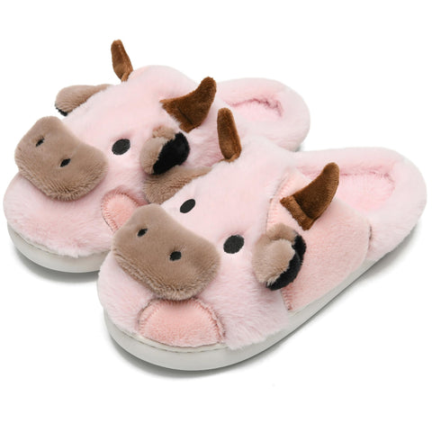 Cow Slippers for Women and Men, Fluffy Cute Cozy Cartoon Fuzzy Cow House Slipper Womens Milky Cows Animal Preppy Funny Kawaii Pillow Cloud Fall Winter Bedroom Home Shoes for Indoor and Outdoor