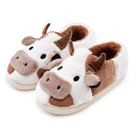 Cow Slippers for Women and Men, Fluffy Cute Cozy Cartoon Fuzzy Cow House Slipper Womens Milky Cows Animal Preppy Funny Kawaii Pillow Cloud Fall Winter Bedroom Home Shoes for Indoor and Outdoor
