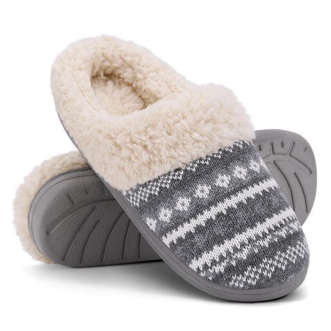 Evshine Women's Chenille Knit Fuzzy Slippers Memory Foam Warm House Shoes | Comfy Fleece Lined, Fluffy Faux Fur, Anti-slip, Machine washable, Indoor & Outdoor, Gifts