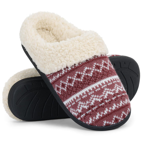 Evshine Women's Chenille Knit Fuzzy Slippers Memory Foam Warm House Shoes | Comfy Fleece Lined, Fluffy Faux Fur, Anti-slip, Machine washable, Indoor & Outdoor, Gifts