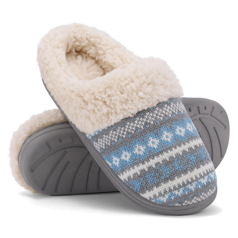 Evshine Women's Chenille Knit Fuzzy Slippers Memory Foam Warm House Shoes | Comfy Fleece Lined, Fluffy Faux Fur, Anti-slip, Machine washable, Indoor & Outdoor, Gifts