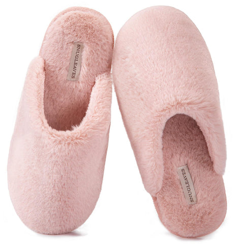 Women's Fuzzy Scuff Slippers Memory Foam Non-slip House Shoes | Indoor,faux fur,cute,lightweight,cozy,machine-washable,home,bedroom