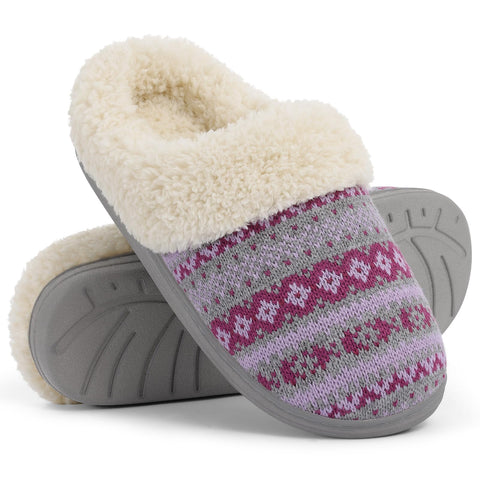 Evshine Women's Chenille Knit Fuzzy Slippers Memory Foam Warm House Shoes | Comfy Fleece Lined, Fluffy Faux Fur, Anti-slip, Machine washable, Indoor & Outdoor, Gifts