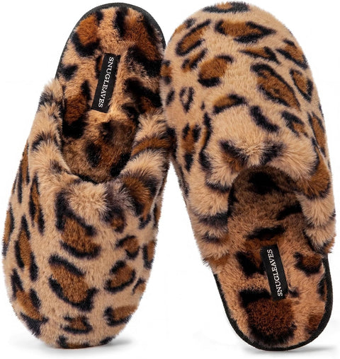 Women's Fuzzy Scuff Slippers Memory Foam Non-slip House Shoes | Indoor,faux fur,cute,lightweight,cozy,machine-washable,home,bedroom