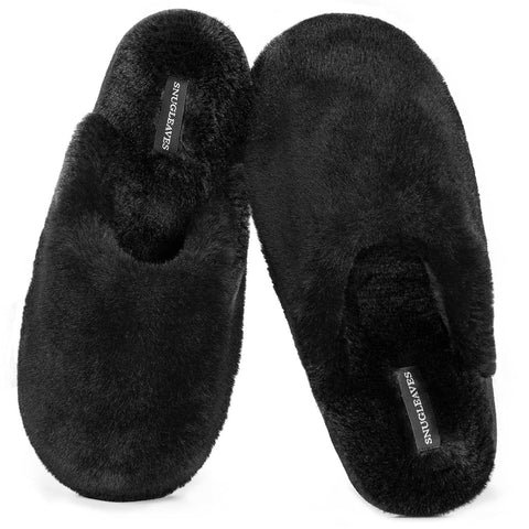 Women's Fuzzy Scuff Slippers Memory Foam Non-slip House Shoes | Indoor,faux fur,cute,lightweight,cozy,machine-washable,home,bedroom