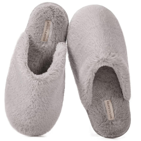 Women's Fuzzy Scuff Slippers Memory Foam Non-slip House Shoes | Indoor,faux fur,cute,lightweight,cozy,machine-washable,home,bedroom