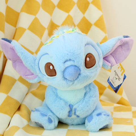 Plush Stitch with Flowers on Head Cute Soft Plushy Toys