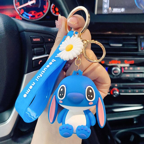 Disney Cartoon Anime Daisy Stitch Pendant Keychain Holder Key Chain Car Keyring Mobile Phone Bag Hanging Jewelry Gifts